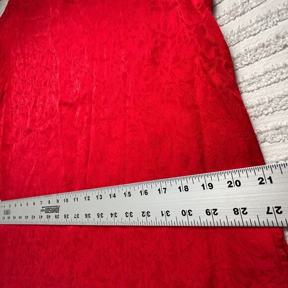 Vintage Stunt Collections Womens Red Jacquard Floral Silk Blouse Top Size Large - Picture 7 of 8
